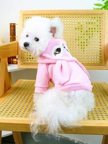 PETSIN 1pc Cat And Dog Wear Universal Clothes, Pet Cute Rabbit Ear Hoodie Cartoon Embroidery Comfortable Hoodie Top Available In Multiple Colors - Multicolor - View 9