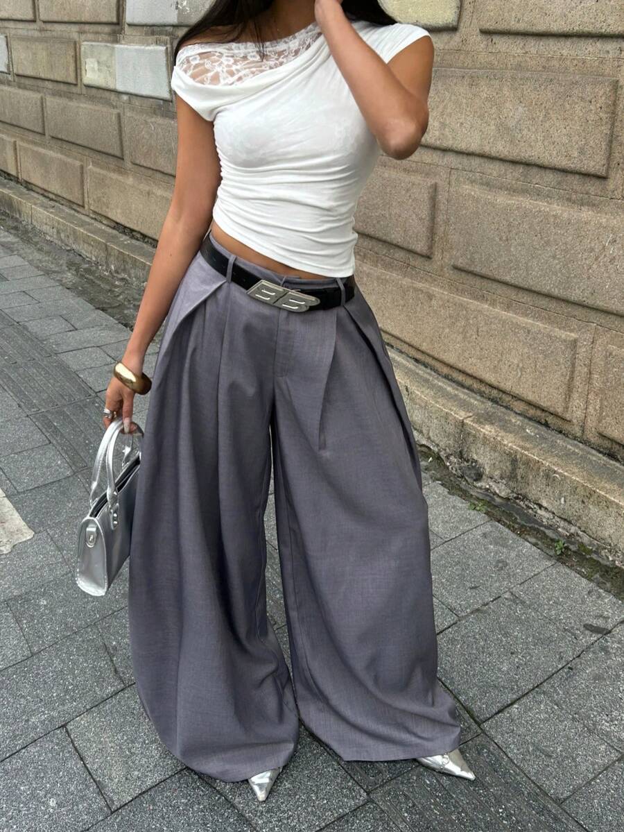 Coolane Quần dài nữ màu xám dáng rộng phong cách hippie cổ điển mùa hè. - Xám - Xem 1