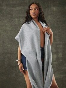 Denimoi 多功能高领卫衣，时尚街头风轻薄卫衣，休闲舒适，机场休闲两相宜 - 灰色 - 查看 5