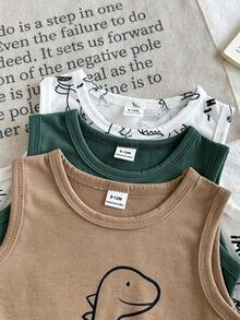 SHEIN Playful Pals 3pcs Baby Boy Cartoon Dinosaur Print Bodysuit Set - Multicolor - View 8