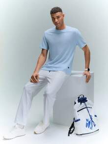 Driftmere Loose Men Solid Waffle Knit Round Neck Casual T-Shirt, Summer, Couple Things - Baby Blue - View 8