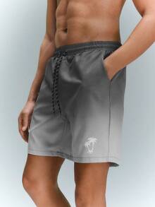 Driftmere Men's Palm Tree Print Ombre Woven Casual Shorts - Grey - View 1