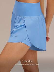 GLOWMODE 3" Pantalones cortos VitalSwift de secado rápido con abertura alta, cintura ajustable con cordón, bolsillos laterales incorporados, agarre antideslizante, de impacto medio, para correr, trotar, entrenar, gimnasio - Azul - Ver 5