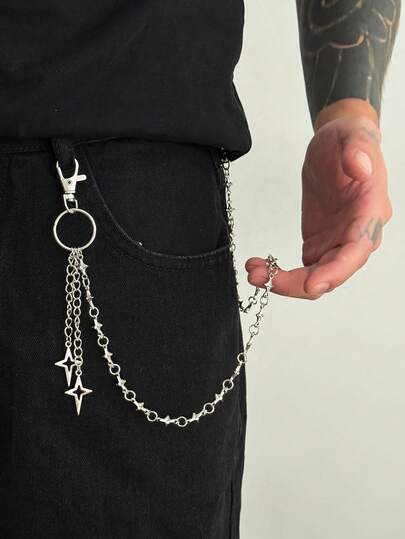 ROMWE Goth 1 chiếc dây đeo eo tua rua hình ngôi sao đơn giản, thời trang và thoải mái, thích hợp đeo hàng ngày, dự tiệc âm nhạc, trang sức cá tính, quà tặng cho bạn bè và người thân.