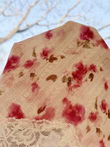 SHEIN Romantic Countryside Contrast Color Floral Print Fitted Camisole & Shorts Pajama Set For Women - White - View 8