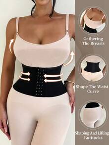 Sirith Women's Simple Solid Color Waist Cincher - Black - View 1