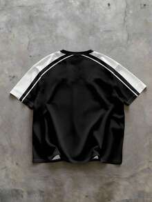 Manfinity EMRG 男士V领圣母玛利亚印花短袖休闲网眼T恤 - 彩色 - 查看 2