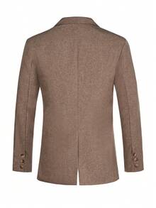 Manfinity Mode Men's Business Commute Double-Breasted Suit Jacket - Khaki - View 2