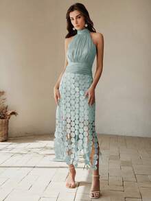 Anewsta Áo hai dây nữ chất liệu vải bóng, kiểu dáng thanh lịch, gợi cảm, thích hợp mặc thường ngày. - Màu xanh nhạt - Xem 5