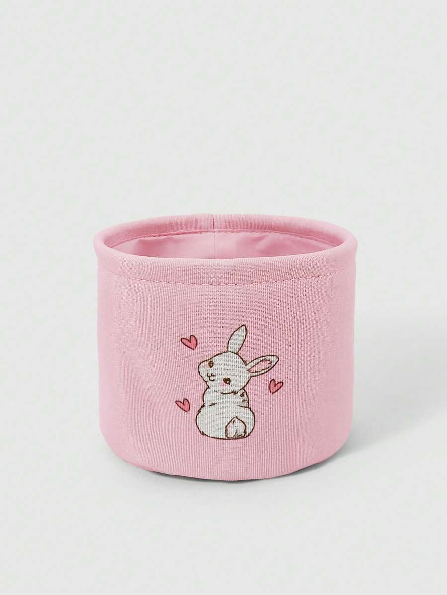 ROMWE Kawaii Giỏ đựng đồ di động dung tích lớn họa tiết thỏ hoạt hình dễ thương - Thỏ hồng - Xem 1