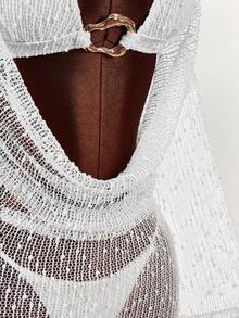 Amplova Bộ bikini hai mảnh gợi cảm dành cho nữ - gồm áo, quần và áo khoác ngoài. - trắng - Xem 14