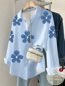 Resyla Women's Casual Floral Print Shirt, Spring - Multicolor - View 1