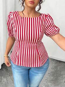 Elenzga Camisa informal de talla grande con diseño de lazo único en la espalda - Multicolor - Ver 4