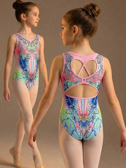 SHEIN 少女时尚优雅印花弹力连体裤