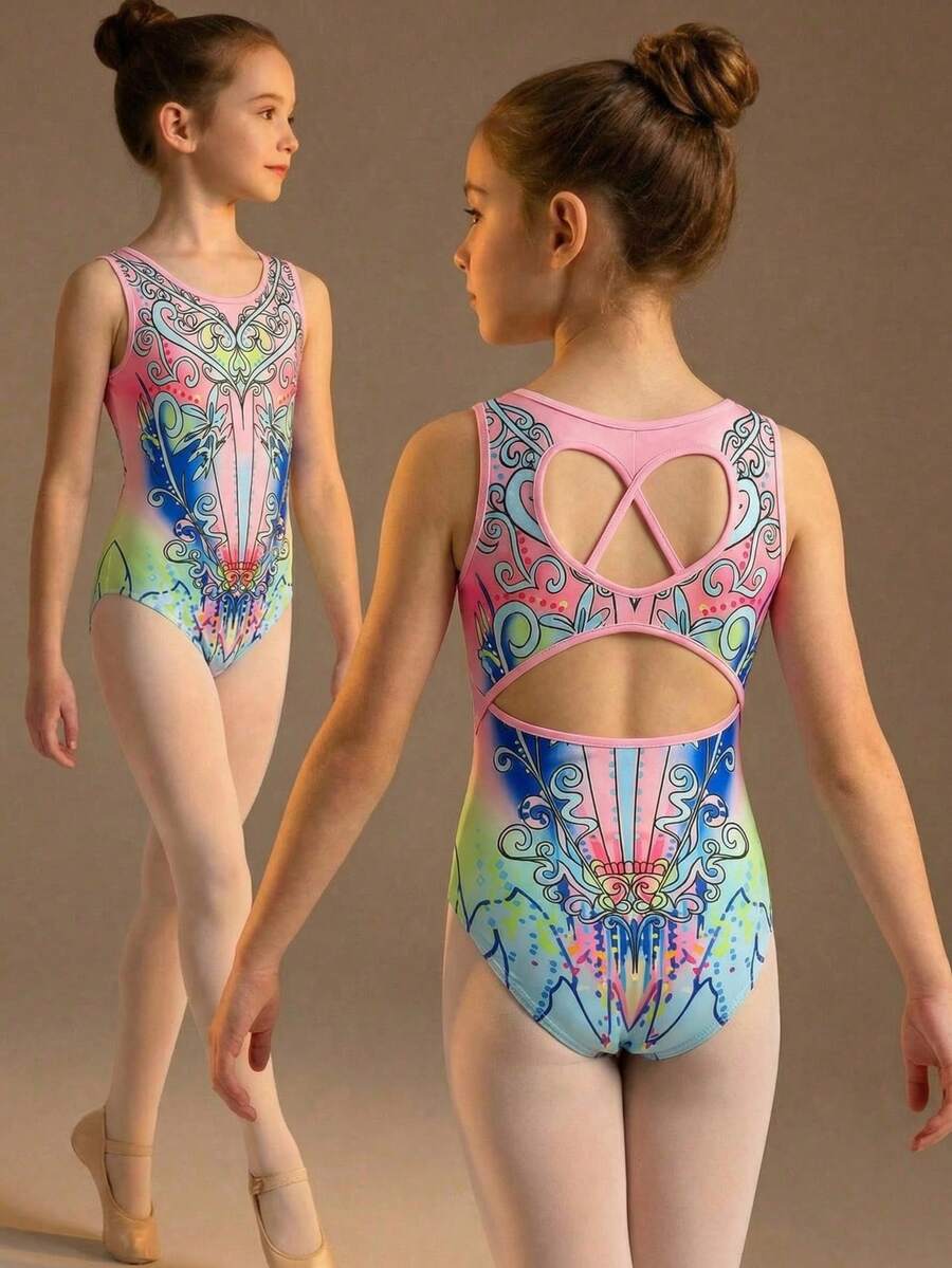 SHEIN Tween Girls' Fashionable Elegant Floral Print Stretchy Jumpsuit - Multicolor - View 1