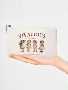 ROMWE Kawaii Cartoon Cute Anime Four Girls Pattern Portable Spacious Cosmetic Bag Ladies Clutch 442464 - Anime four girls - View 3