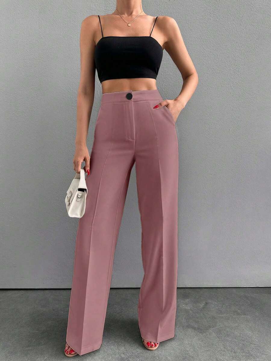 SHEIN Cottnline Beige Basic Pants, Fashionable Suitable For Summer - Pink - View 1