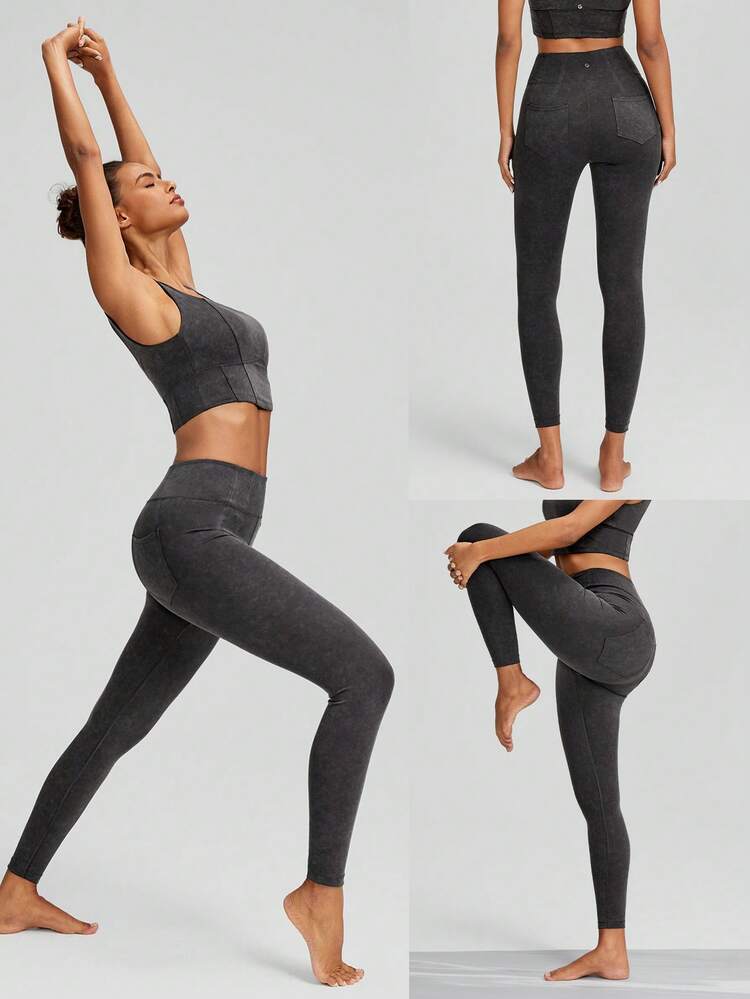 24" Tie-Dye Flex High-Waist Leggings Pocket Corset Effect Light Support Low Impact Yoga Pilates Studio Gym Daily