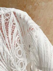 Soleia 性感露肩蕾丝层叠修身胸衣上衣，INS 白色镂空刺绣塑身衣，适合女士晚礼服、婚礼宾客礼服、秋季时尚、性感上衣 - 白色 - 查看 7