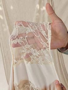 Wildy Phong cách lễ hội âm nhạc Boho, trang phục thường ngày kiểu miền Tây, chất liệu ren và hoa, phối hợp nhiều mảnh, dành cho nữ mùa xuân/hè. Quần ống rộng thoải mái, thích hợp mặc hàng ngày, đi làm, đi nghỉ mát, bộ đồ Boho cho nữ, trang phục đi biển, trang phục mùa hè cho nữ, quần áo lấy cảm hứng từ Free People. - Màu be - Xem 12