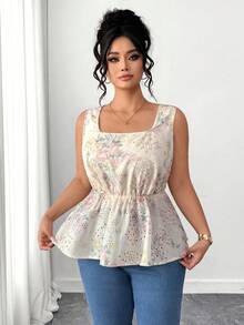 SHEIN Elenzya Áo kiểu dáng thanh lịch, lãng mạn kiểu Pháp, thêu hoa, cỡ lớn. - Nhiều màu - Xem 6