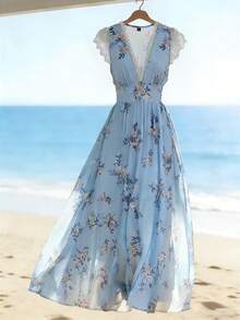 EMERY ROSE 女士编织优雅夏季长裙，适合度假 - 藍色 - 查看 4