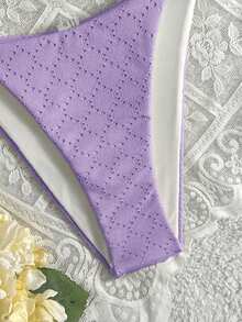 Swim Mod 女士夏季沙滩撞色露背系带性感比基尼泳衣套装 - 彩色 - 查看 6