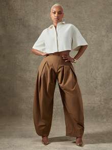 Vixey 尖领宽松短款纽扣衬衫 - 白色 - 查看 3