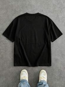 SWAVVY Áo thun nam tay ngắn kẻ sọc phối màu, kiểu dáng thường ngày, thích hợp cho mùa hè. - Đen và trắng - Xem 2