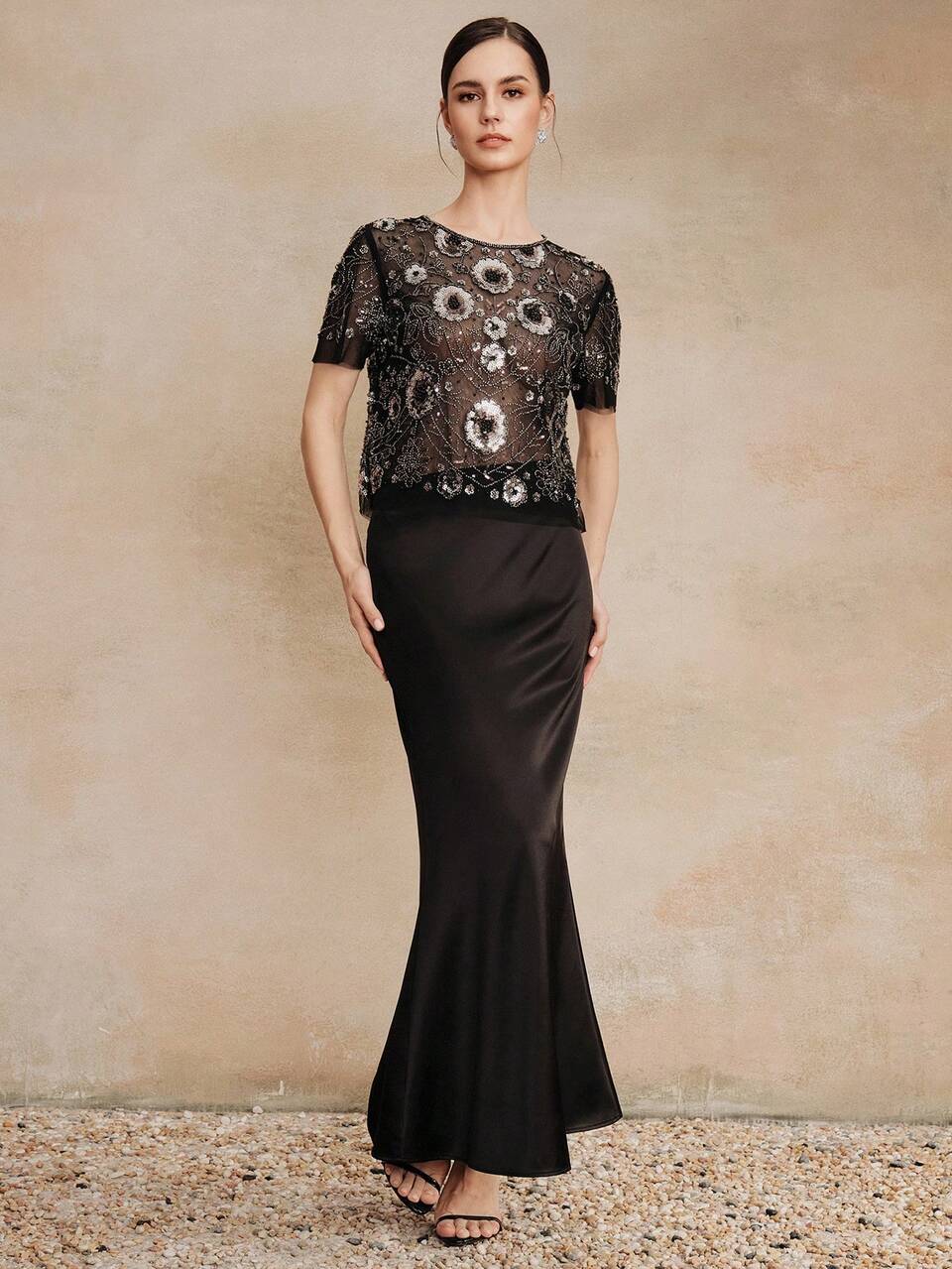 Anewsta Women's New Elegant Beaded Formal Top, Suitable For Holiday Parties And High-End Banquets