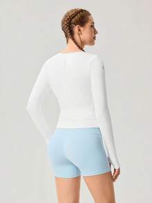 OutZeal Women Sports White Jacket Daily Casual Quick Dry Soft Stretch Wrap-Style With Side Slit Active Tops - White - View 7