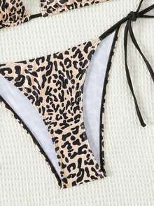 Swim Vcay Bộ bikini hai mảnh buộc dây bên hông, màu đen nền, họa tiết chấm bi trắng ngẫu nhiên, dành cho nữ, mùa Xuân/Hè 2026. - Đen và trắng - Xem 4