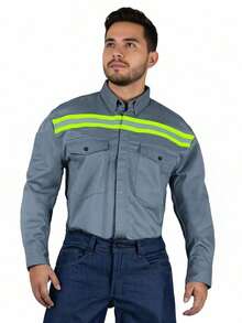 Camisa de Gabardina con Detalles Reflectantes - Gris Oscuro - Ver 12