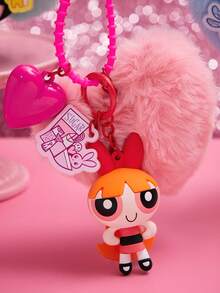 THE POWERPUFF GIRLS X SHEIN 可爱毛绒钥匙扣、包包挂件、钥匙链 - 彩色 - 查看 7