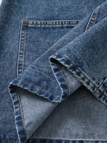 Comfortcana 女士圆领无袖休闲牛仔连衣裙，带双口袋 - 中等水洗藍 - 查看 6