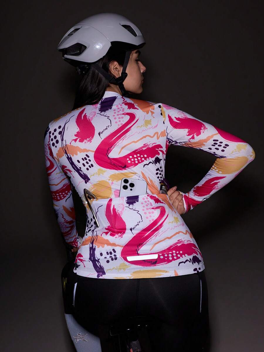 Exploreva Women's Long Sleeve Cycling Jersey - Multicolor - View 1
