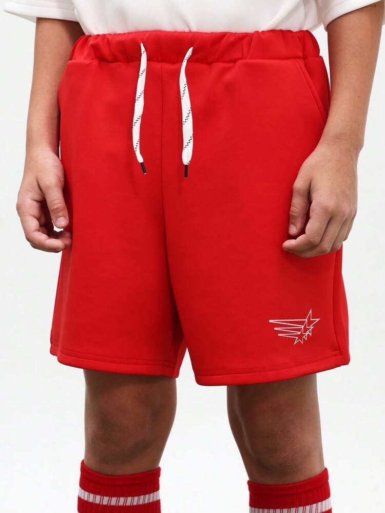 Conjunto de Camiseta de Manga Curta com Gola Careca e Shorts Esportivos Oversized com Estampa do Número 67 para Meninos