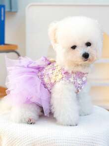 PETSIN 1pc Pet Light Luxury Princess Style Dress, Cat And Dog Universal Clothes, 3D Three-Dimensional Flower Love Bow Decoration Dress, Multi-Color Optional - Multicolor - View 12