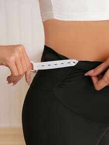 SHEIN Maternity Lemon Embroidery Adjustable Waist Casual Versatile Daily Wear Shorts - Black - View 6