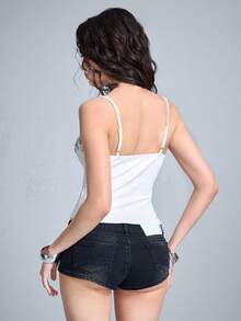 ROMWE Beach Vacation Shell Buckle Design Bodycon Summer Camisole - White - View 3