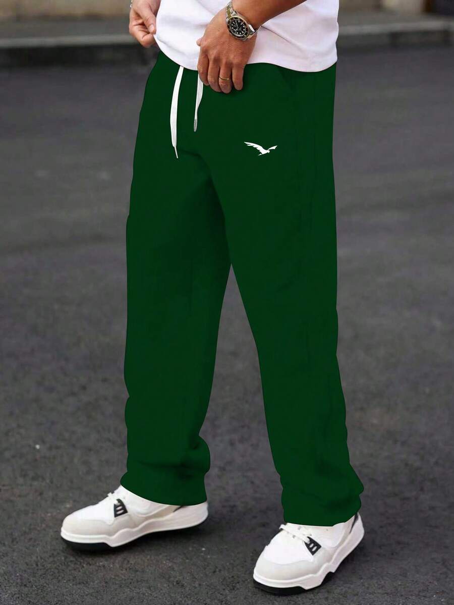 Manfinity CasualCool Men's Drawstring Waist Casual Everyday Sweatpants - Dark Green - View 1