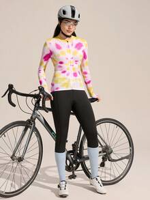 Exploreva 女士长袖扎染骑行服 - 藍色 - 查看 1