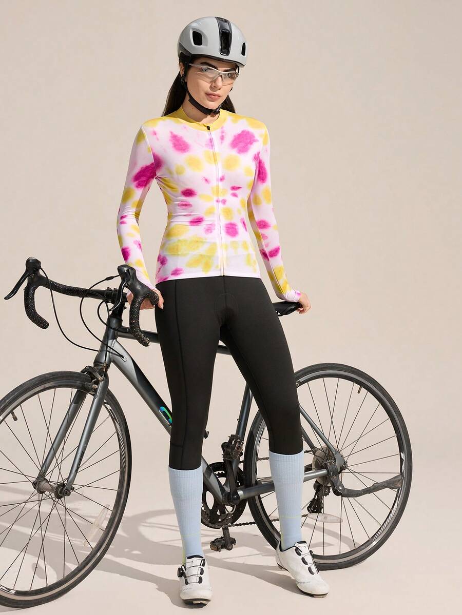 Exploreva 女士长袖扎染骑行服 - 藍色 - 查看 1