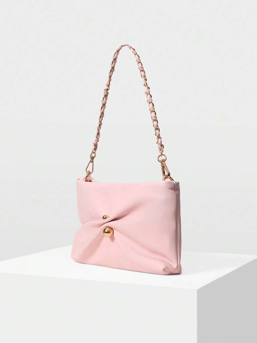 MOTF Túi xách nữ dây mảnh, thích hợp cho hẹn hò, dự tiệc, cầm tay. - Hồng nhạt - Xem 2