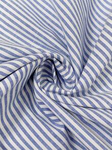 Easowa 蓝白条纹棉质女士迷你连衣裙，蕾丝拼接短袖V领A字型蓝色女士迷你连衣裙，适合休闲度假、浪漫假期、乡村度假、海滩度假、休闲通勤、日常休闲穿着 - 彩色 - 查看 9