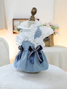 PETSIN 1pc Pet Lace Ruffled Shoulder Strap Skirt, Spring And Summer Thin Princess Style Dress, Cat/Dog Universal Clothing - mixed color - View 7