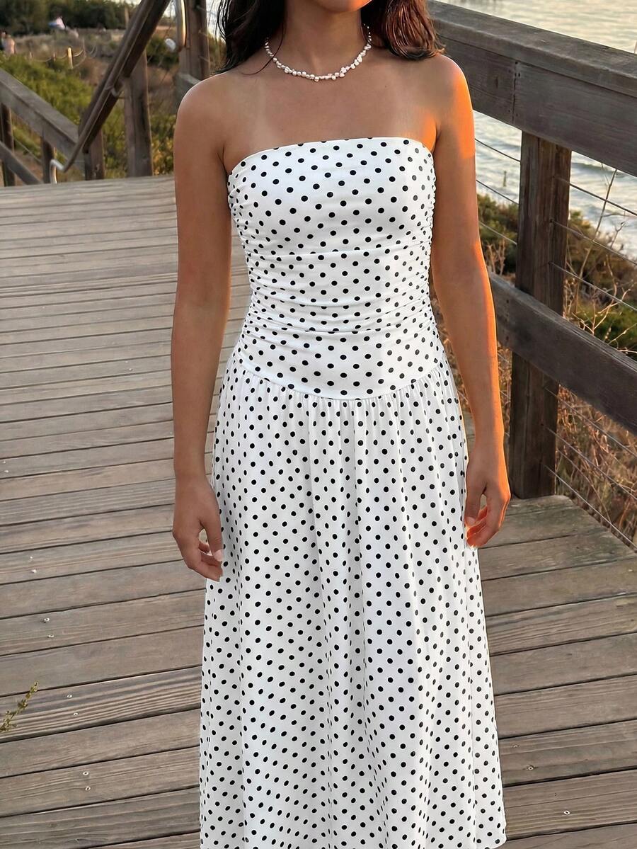 SHEIN 适合青少年女孩的夏季无袖浅黄色休闲长裙 - 彩色 - 查看 1