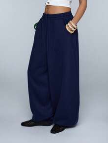 COUREZ 低裆宽松灯笼裤/Y2K夏季女装春季女装夏季服装运动裤 - 藏蓝色 - 查看 5