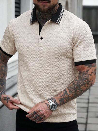 Manfinity Homme 男士休闲撞色短袖Polo衫，夏季