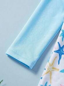 SHEIN Baby Girl Palm Tree Print Long Sleeve Romper Swimsuit With Shorts - Multicolor - View 6